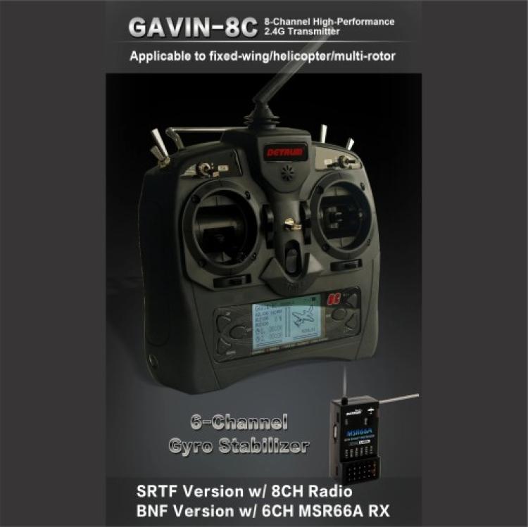 Detrum GAVIN-8C 8CH 2.4Ghz RC Transmitter w/ iStone MSR66A Stabilizer Mini Receiver